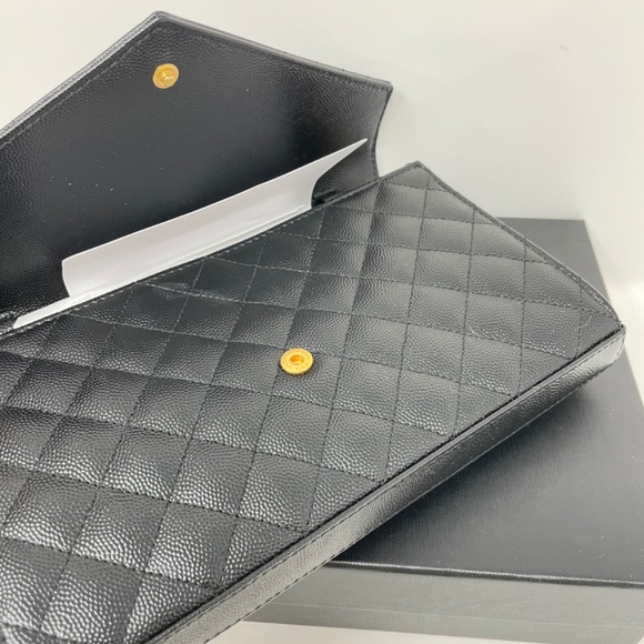 Brand New Saint Laurent Tri Quilt Envelope Chain Wallet - Picture 5 of 7